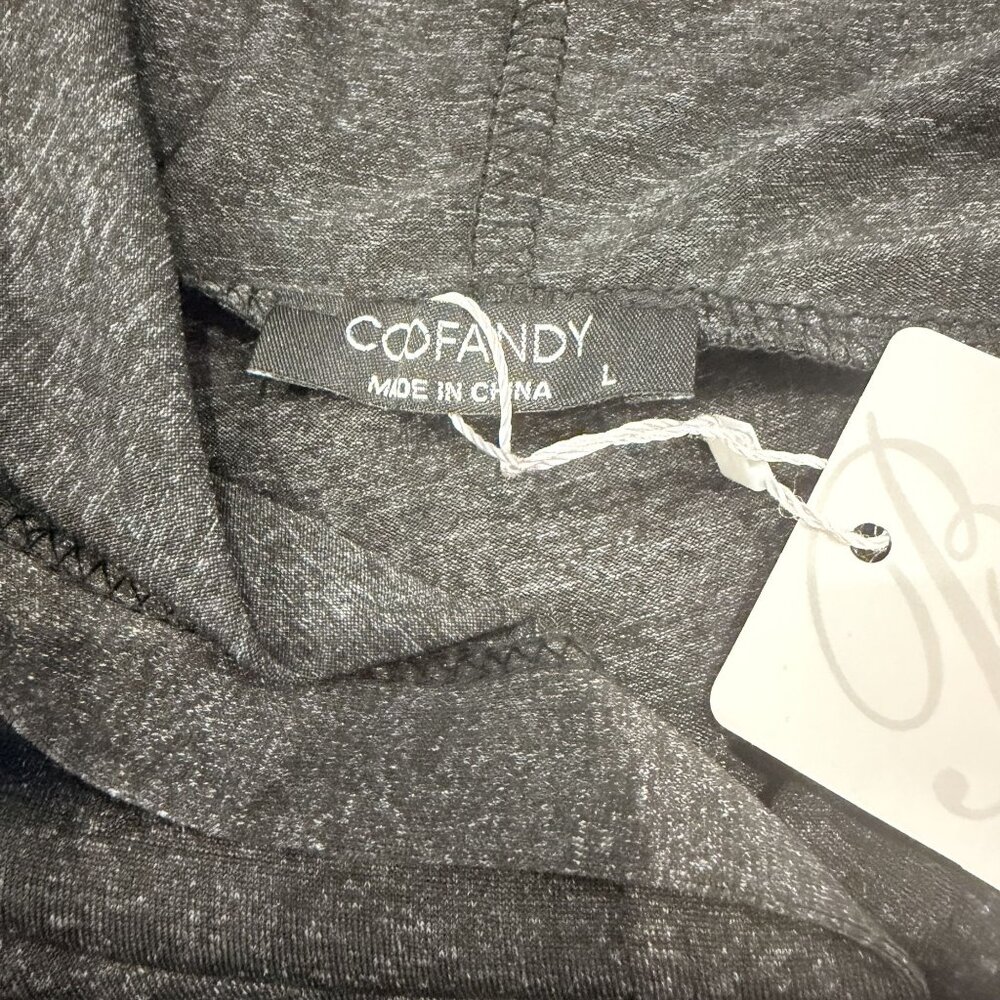 Coofandy Mens Large Dark Gray Short Sleeve Hooded Athletic Active Shirt - Picture 3 of 3